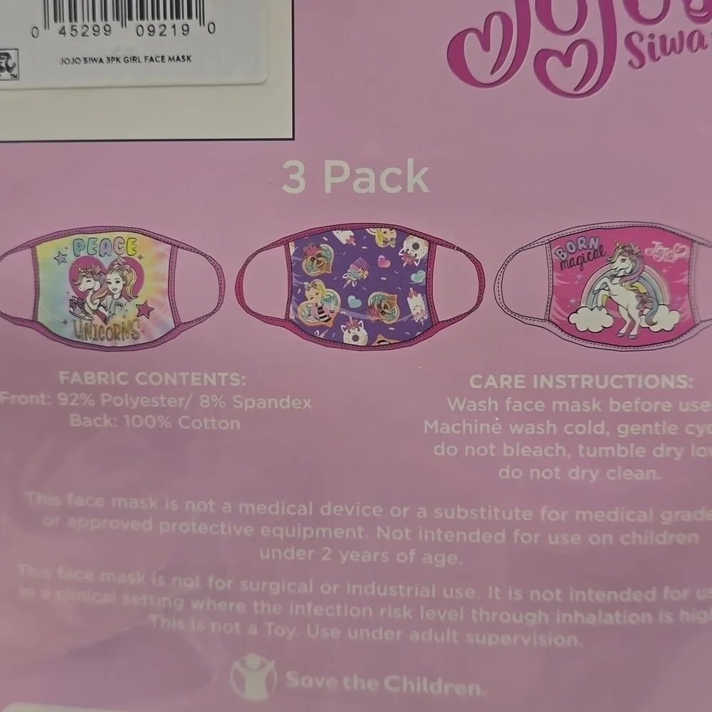 JoJo Siwa Kids Cloth Face Masks – Pack of 3